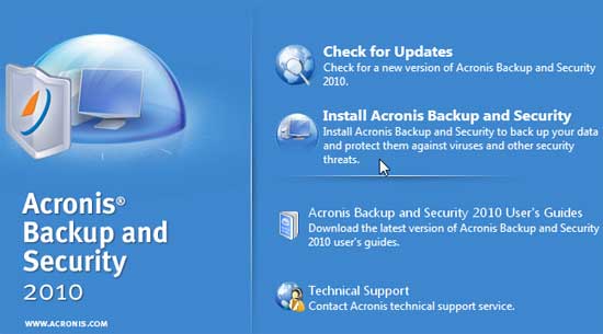 Install Acronis Backup and Security