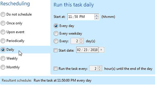 Schedule the Backup Task