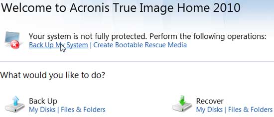 Welcome to Acronis True Image Home 2010