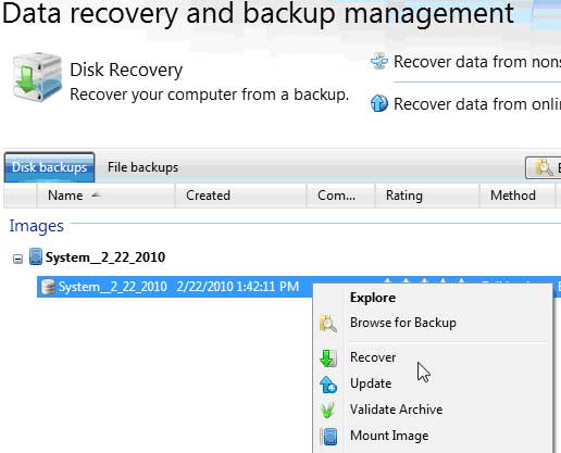 THe Data Recovery and Backup Management Console