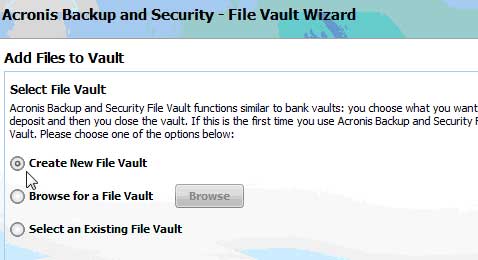 Create a New File Vault